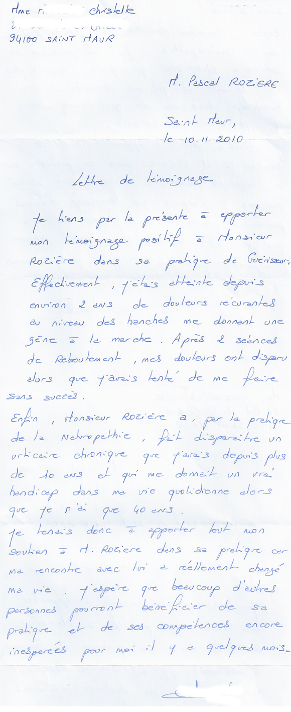 temoignage hanche et urticaire